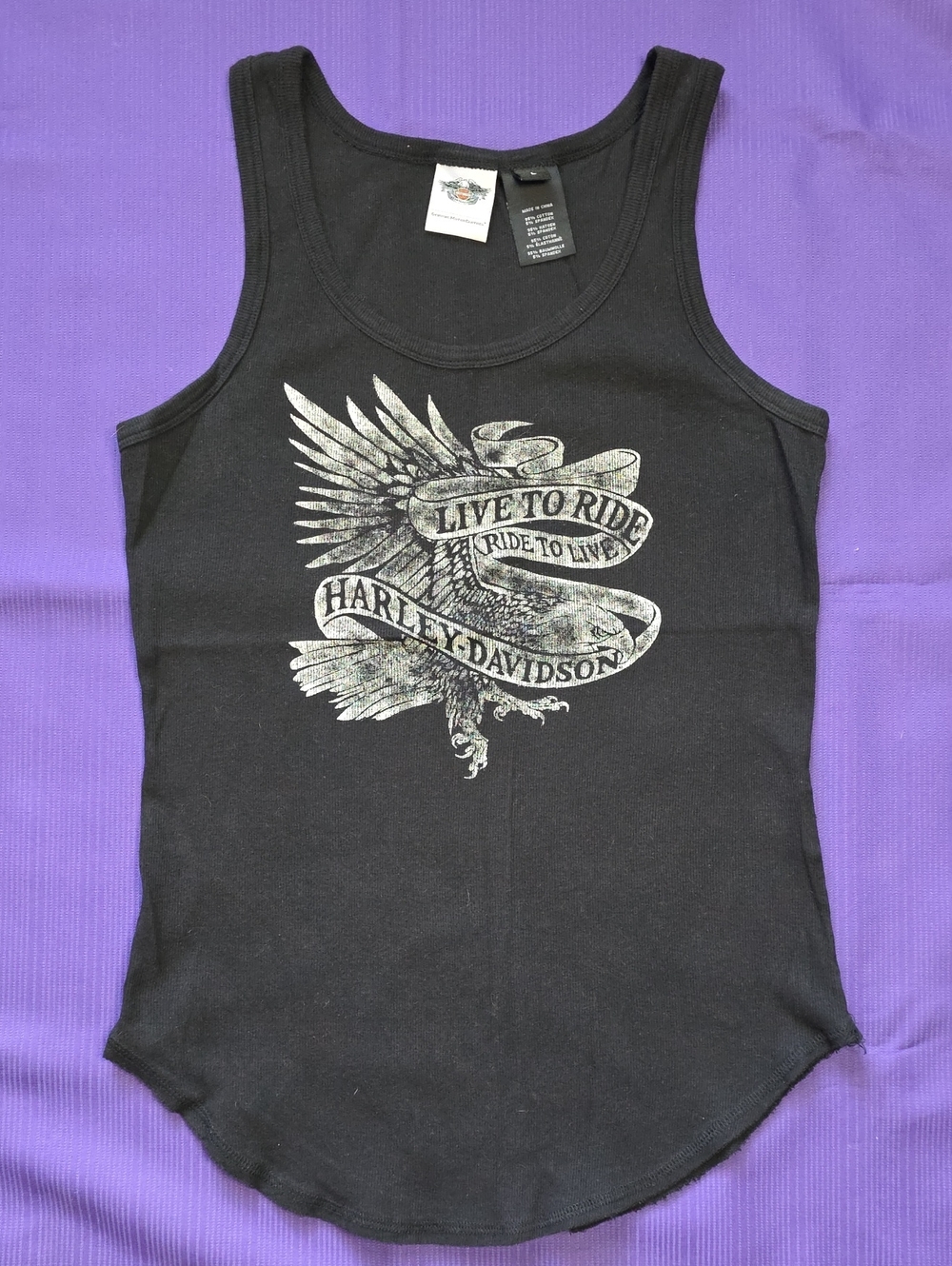 Harley-Davidson Black Tank Top with Silver Graphic Eagle